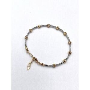 YSX Bracelet Bangle Silver Tone with Gold Plated Accents 7.25” Fashion